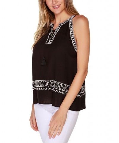 Women's Black Label Embroidered Tank Top Black $19.95 Tops