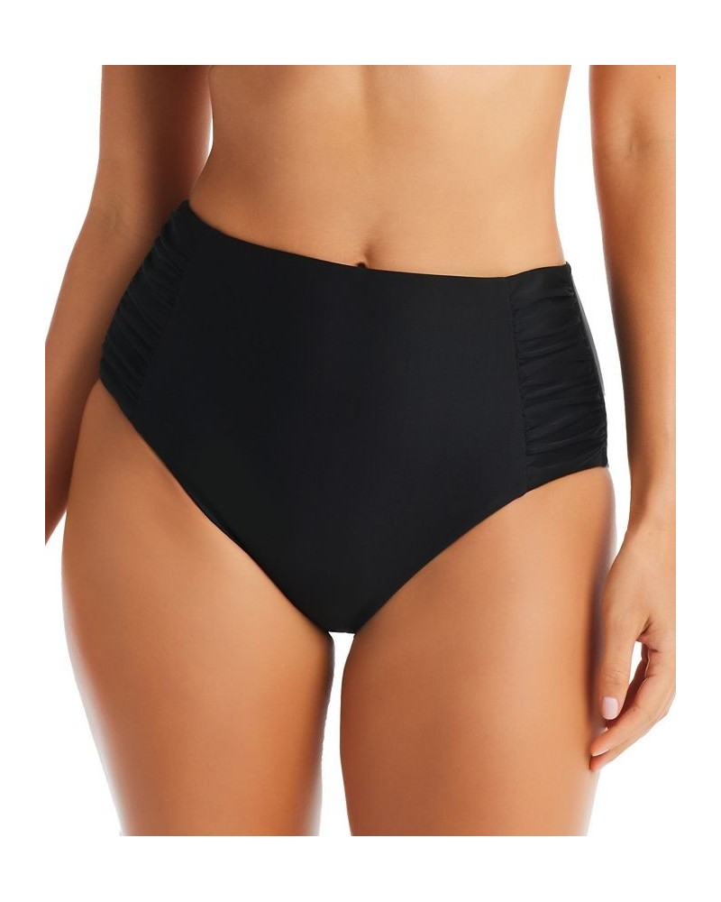 Twist Bandeau Bikini Top & Shirred-Side High-Waist Bottoms Black $28.62 Swimsuits