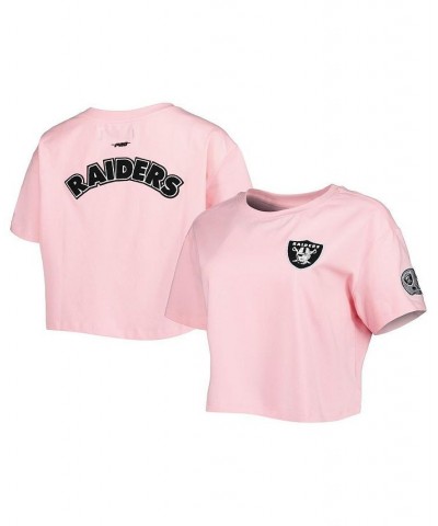 Women's Pink Las Vegas Raiders Cropped Boxy T-shirt Pink $27.99 Tops