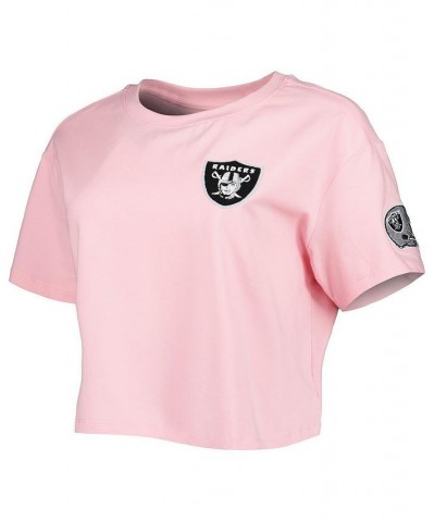 Women's Pink Las Vegas Raiders Cropped Boxy T-shirt Pink $27.99 Tops