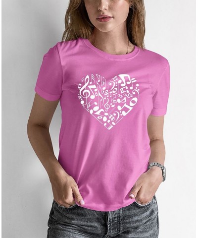 Women's Word Art Heart Notes T-shirt Pink $14.00 Tops