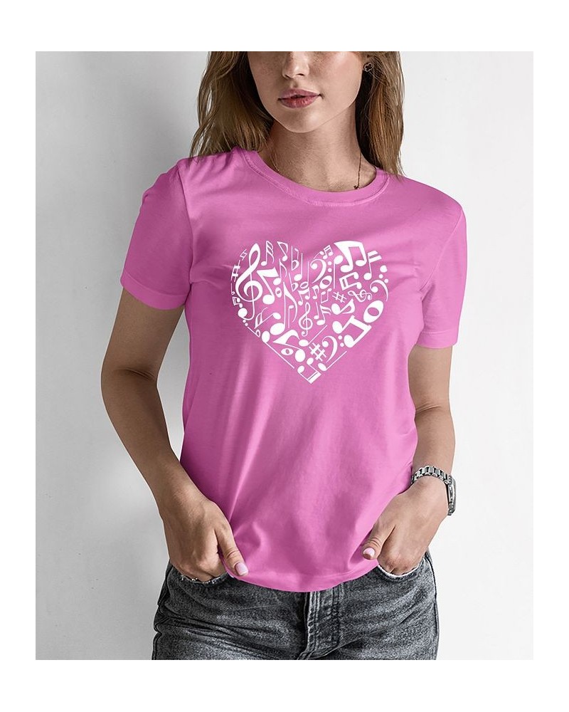 Women's Word Art Heart Notes T-shirt Pink $14.00 Tops