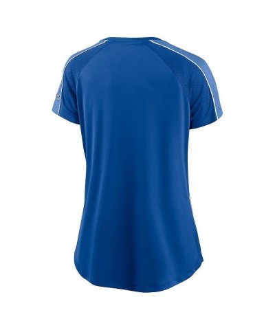 Women's Kansas City Royals True Classic League Diva Pinstripe Raglan V-Neck T-shirt Royal, Light Blue $37.09 Tops