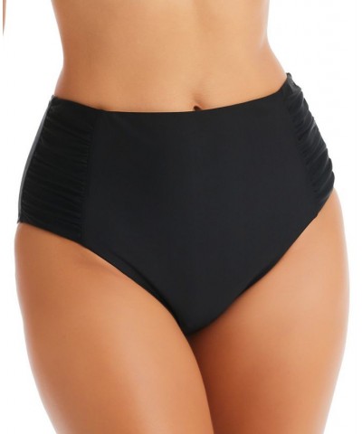 Twist Bandeau Bikini Top & Shirred-Side High-Waist Bottoms Black $28.62 Swimsuits