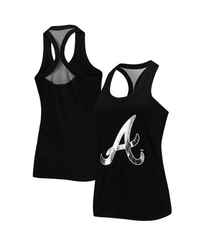 Women's Black Atlanta Braves Tonal Athleisure Racerback Tank Top Black $33.03 Tops