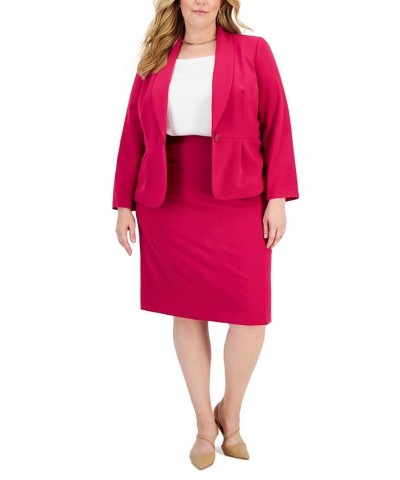 Plus Size Shawl-Collar Skirt Suit Fuchsia $56.10 Skirts