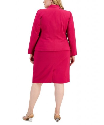 Plus Size Shawl-Collar Skirt Suit Fuchsia $56.10 Skirts