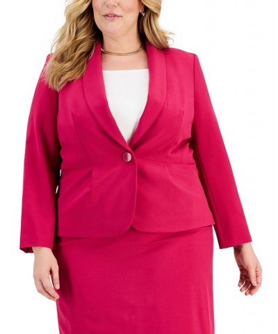 Plus Size Shawl-Collar Skirt Suit Fuchsia $56.10 Skirts