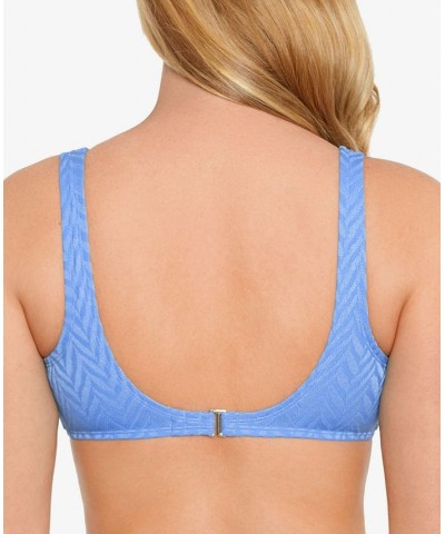 Juniors' Tie-Front Bralette Bikini Top Blue $18.89 Swimsuits