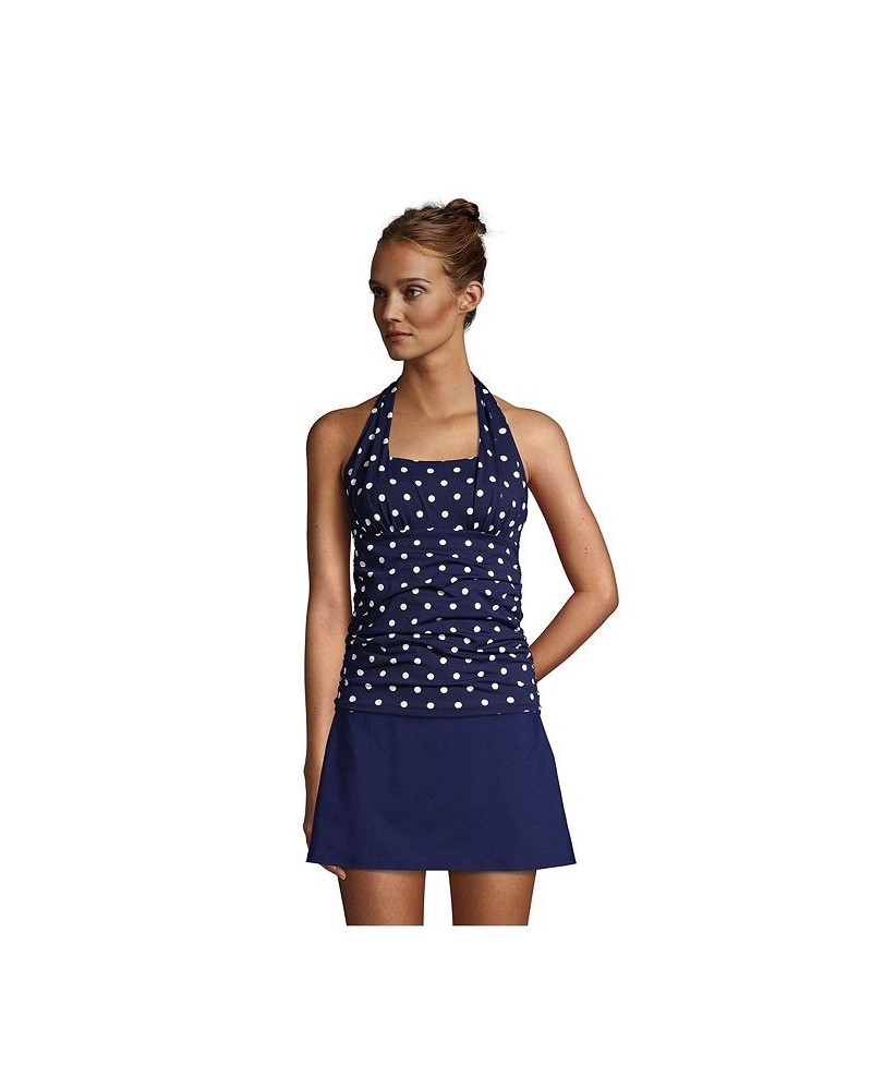 Women's Petite Square Neck Halter Tankini Swimsuit Top Blue $47.40 Swimsuits