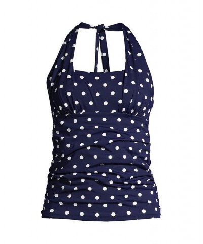 Women's Petite Square Neck Halter Tankini Swimsuit Top Blue $47.40 Swimsuits