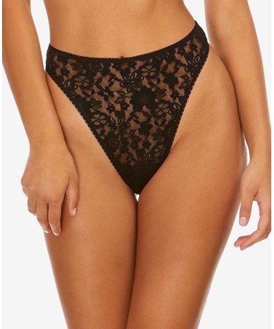 Women's Daily Lace High Cut Thong Underwear Black $10.25 Panty
