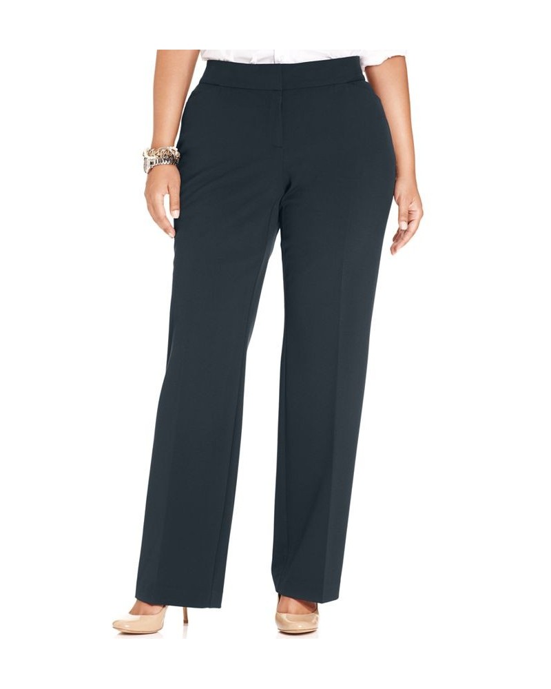 Plus & Petite Plus Size Curvy-Fit Straight-Leg Pants Blue $18.93 Pants