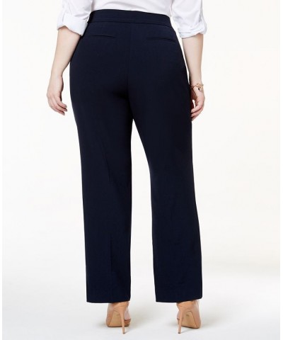 Plus & Petite Plus Size Curvy-Fit Straight-Leg Pants Blue $18.93 Pants