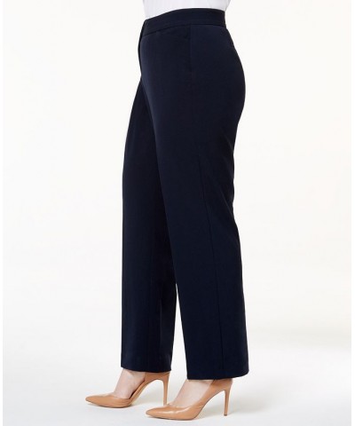 Plus & Petite Plus Size Curvy-Fit Straight-Leg Pants Blue $18.93 Pants