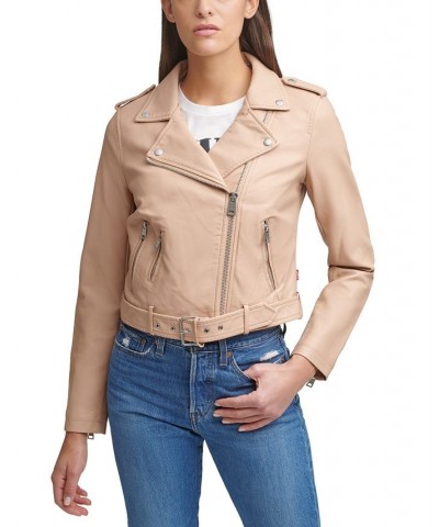 Women's Faux-Leather Moto Jacket Biscotti $40.18 Jackets