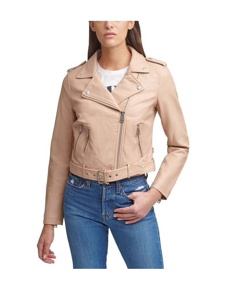 Women's Faux-Leather Moto Jacket Biscotti $40.18 Jackets