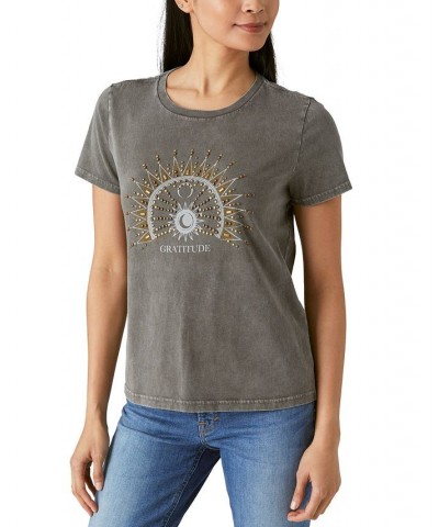 Women's Cotton Mandala Graphic T-Shirt Beluga $22.33 Tops