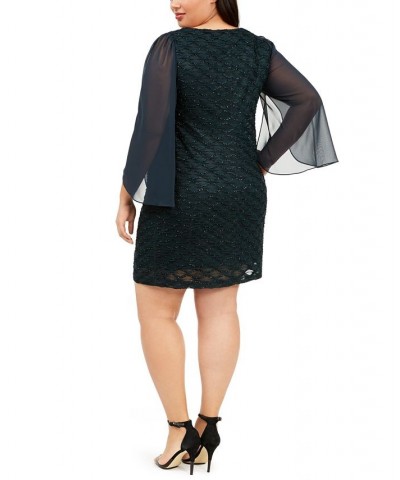 Plus Size Jacquard Tulip-Sleeve Dress Dark Mallard Green $32.39 Dresses