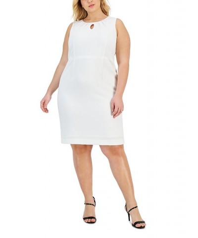 Plus Size Round-Neck Sleeveless Sheath Stretch Dress Lily White $37.06 Dresses
