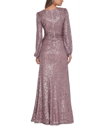 Sequinned V-Neck Gown Gray $124.41 Dresses