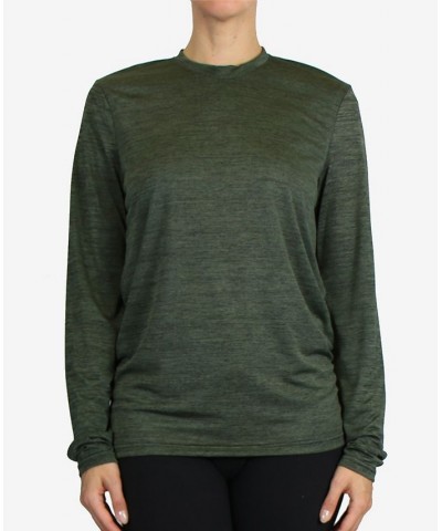 Women's Loose Fit Long Sleeve Moisture Wicking Wrinkle Free Performance T-shirt Olive $17.85 Tops