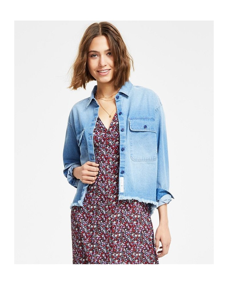 Women's Cotton Cropped Denim Shirt & Floral Midi Dress Denim $47.96 Dresses