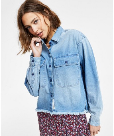 Women's Cotton Cropped Denim Shirt & Floral Midi Dress Denim $47.96 Dresses