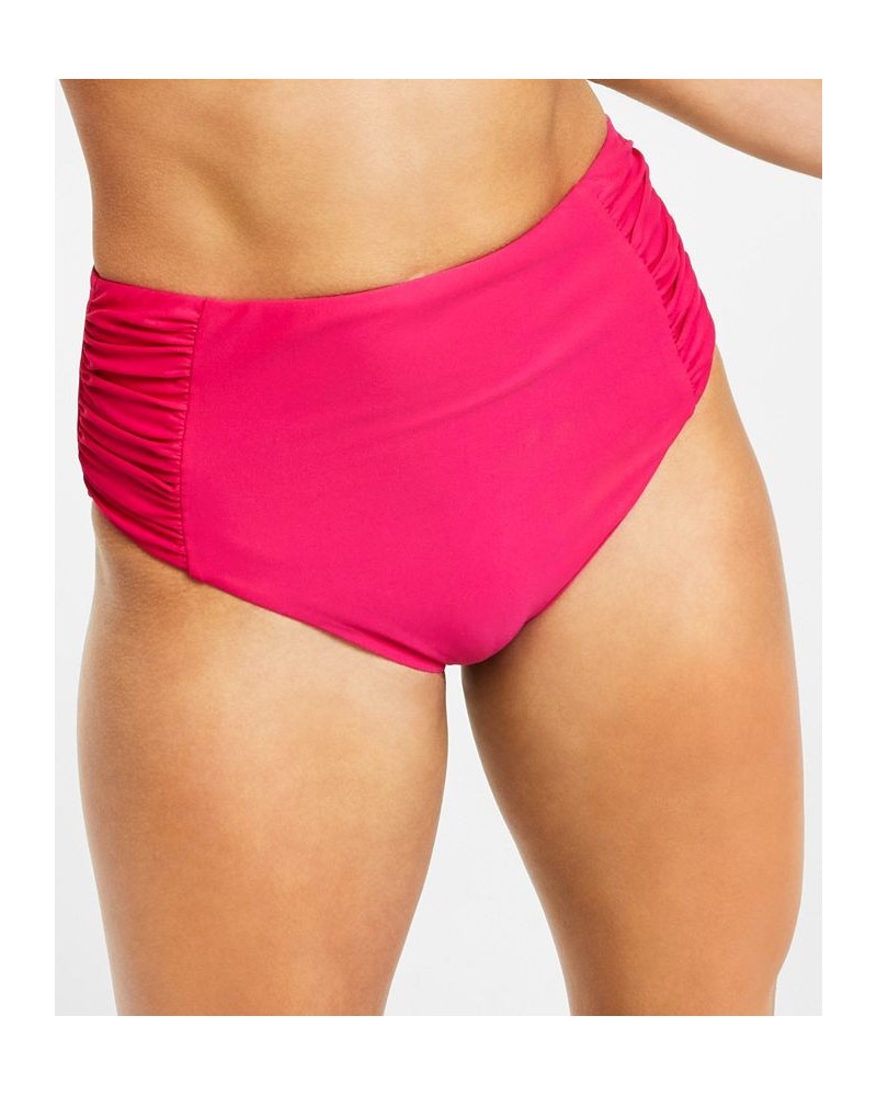 Shirred High-Rise Bikini Bottoms Pink $31.86 Swimsuits