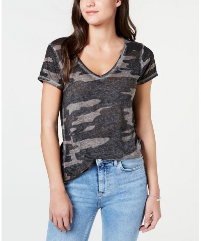 Camo-Print T-Shirt Gray $17.32 Tops