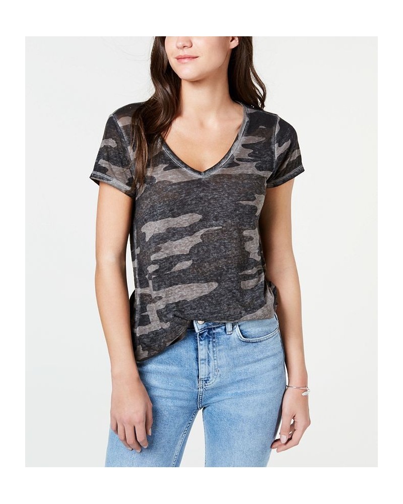 Camo-Print T-Shirt Gray $17.32 Tops