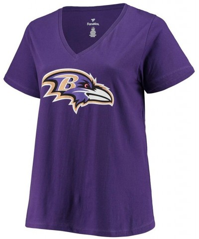 Women's Plus Size Lamar Jackson Purple Baltimore Ravens Name Number V-Neck T-shirt Purple $25.48 Tops