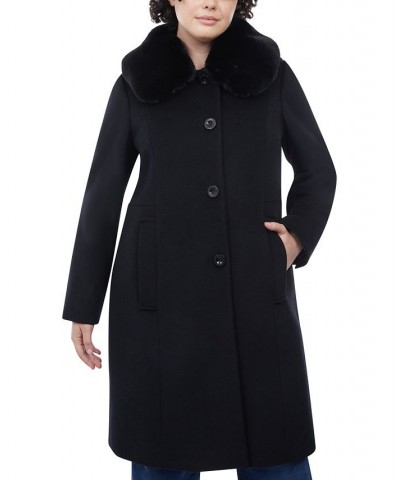 Women's Plus Size Faux-Fur Club-Collar Coat Black $106.40 Coats
