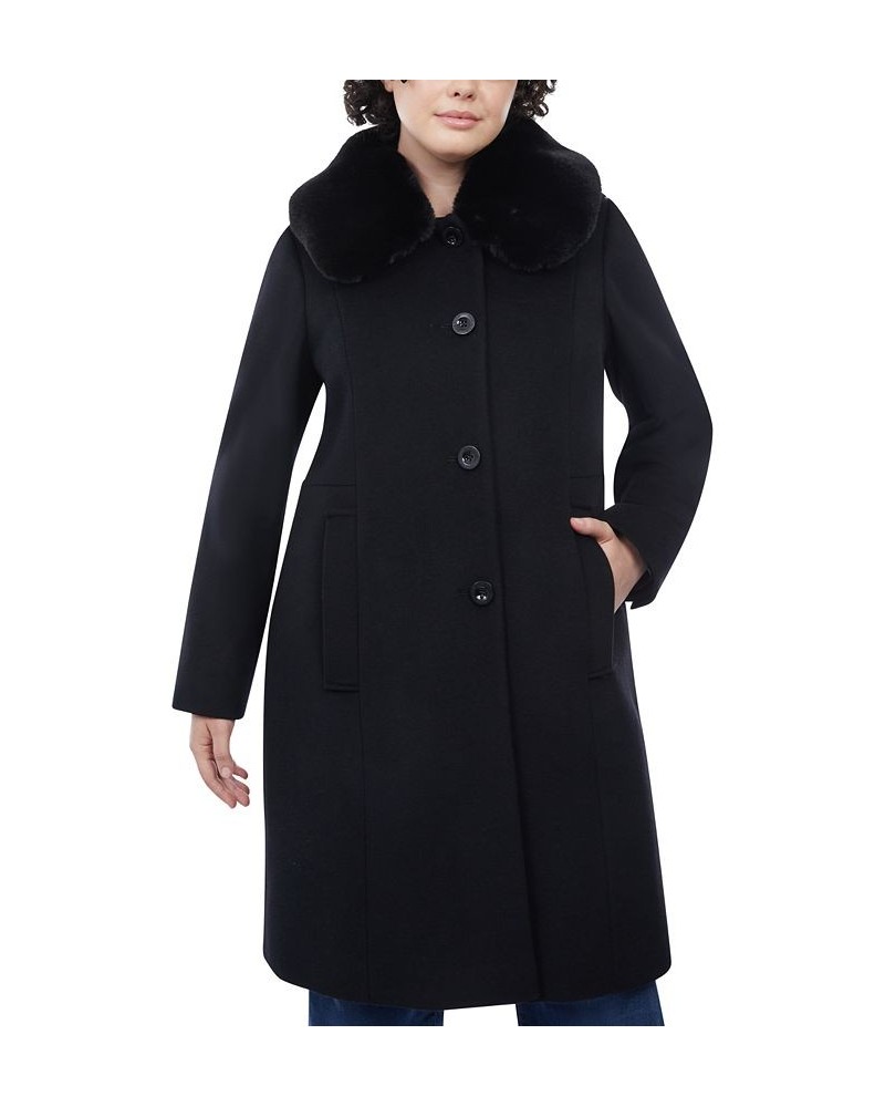 Women's Plus Size Faux-Fur Club-Collar Coat Black $106.40 Coats