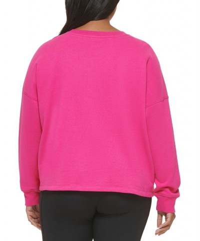 Plus Size Velvet Logo French Terry Sweatshirt Pink $18.35 Sweatshirts