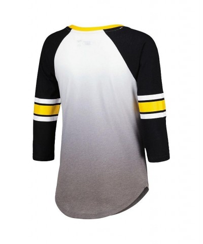 Women's White Black Iowa Hawkeyes Lead Off Ombre Raglan 3/4 Sleeve V-Neck T-shirt White, Black $31.79 Tops