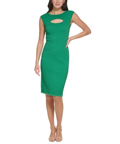 Women's Mitered Rib-Knit Bodycon Dress Green $45.54 Dresses