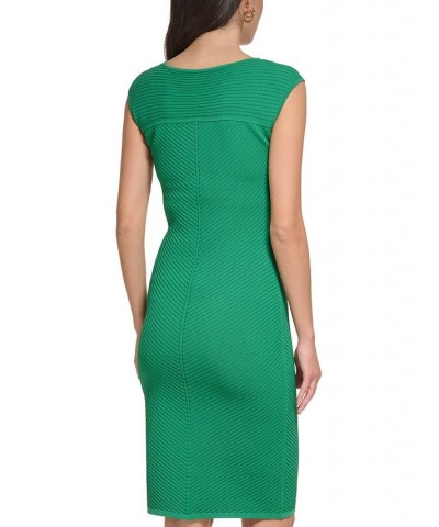 Women's Mitered Rib-Knit Bodycon Dress Green $45.54 Dresses