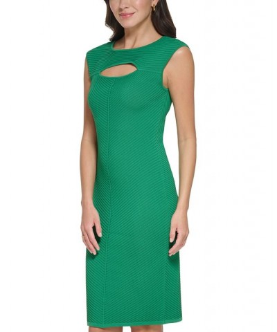 Women's Mitered Rib-Knit Bodycon Dress Green $45.54 Dresses