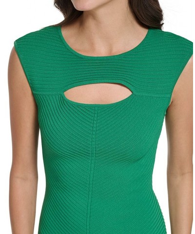 Women's Mitered Rib-Knit Bodycon Dress Green $45.54 Dresses