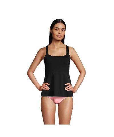 Women's Mastectomy Flutter Scoop Neck Tankini Top Comfort Adjustable Straps Black $46.48 Swimsuits