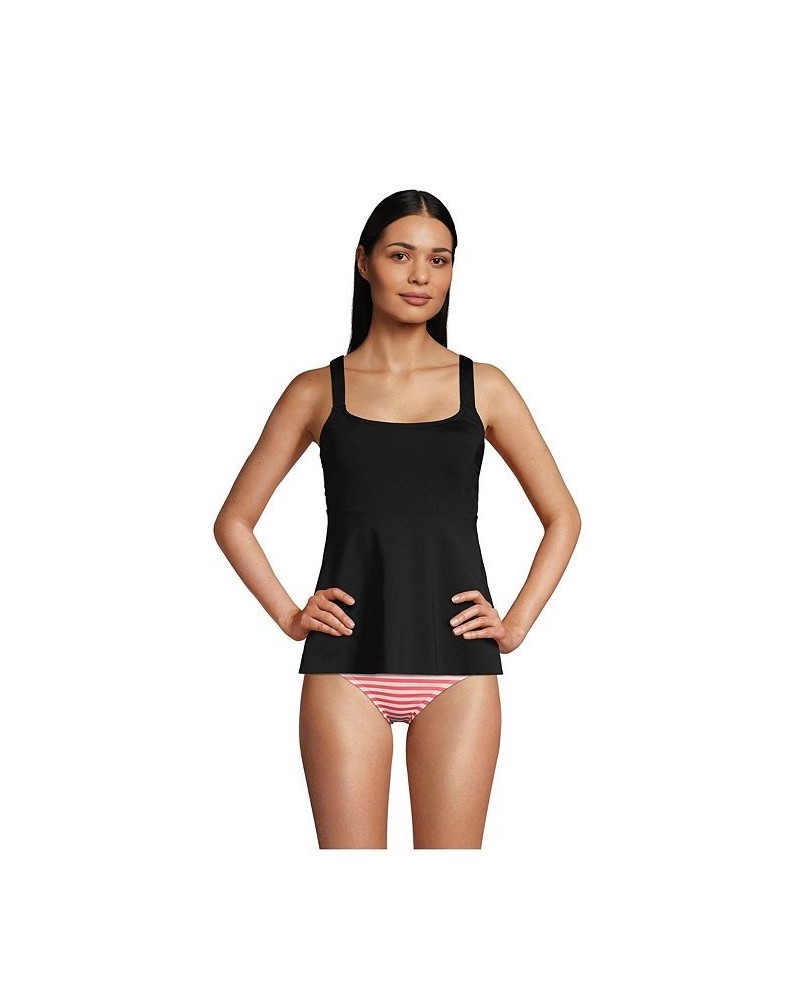 Women's Mastectomy Flutter Scoop Neck Tankini Top Comfort Adjustable Straps Black $46.48 Swimsuits