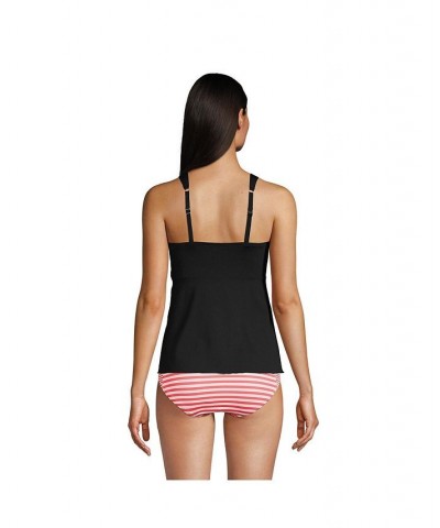 Women's Mastectomy Flutter Scoop Neck Tankini Top Comfort Adjustable Straps Black $46.48 Swimsuits