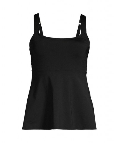 Women's Mastectomy Flutter Scoop Neck Tankini Top Comfort Adjustable Straps Black $46.48 Swimsuits