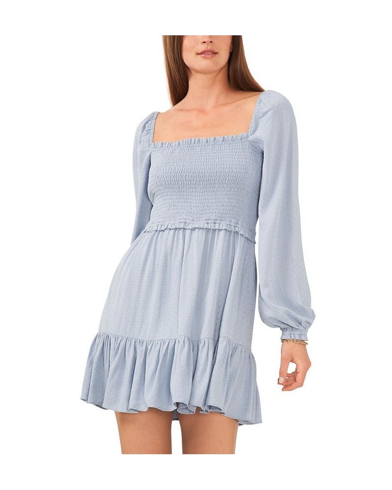 Women's Long Sleeve Ruffle Hem Dress Dusty Blue $40.44 Dresses