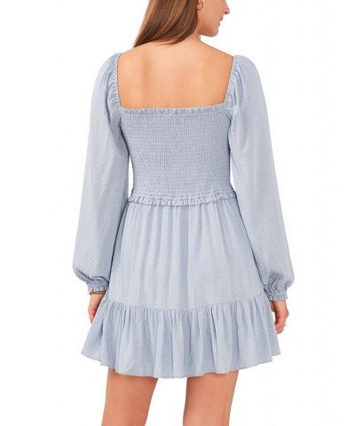 Women's Long Sleeve Ruffle Hem Dress Dusty Blue $40.44 Dresses