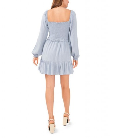 Women's Long Sleeve Ruffle Hem Dress Dusty Blue $40.44 Dresses