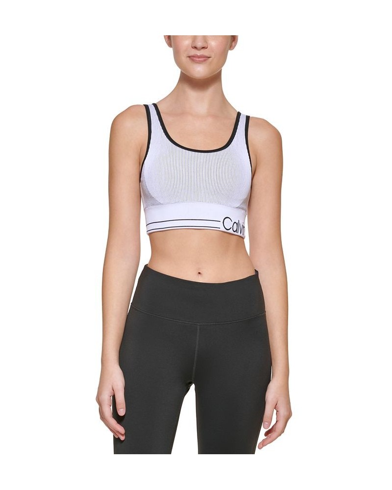 Women's Ribbed Medium Impact Sports Bra & High-Rise 7/8 Leggings White $22.26 Outfits