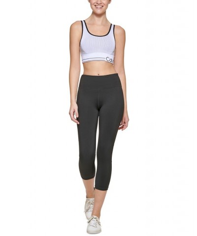 Women's Ribbed Medium Impact Sports Bra & High-Rise 7/8 Leggings White $22.26 Outfits