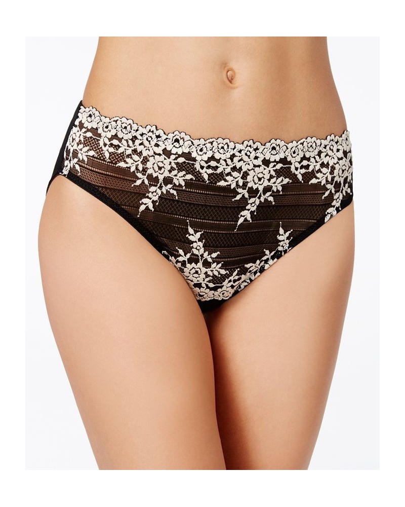 Embrace Lace Hi Cut Embroidered Brief Underwear Lingerie 841191 Black $18.13 Panty